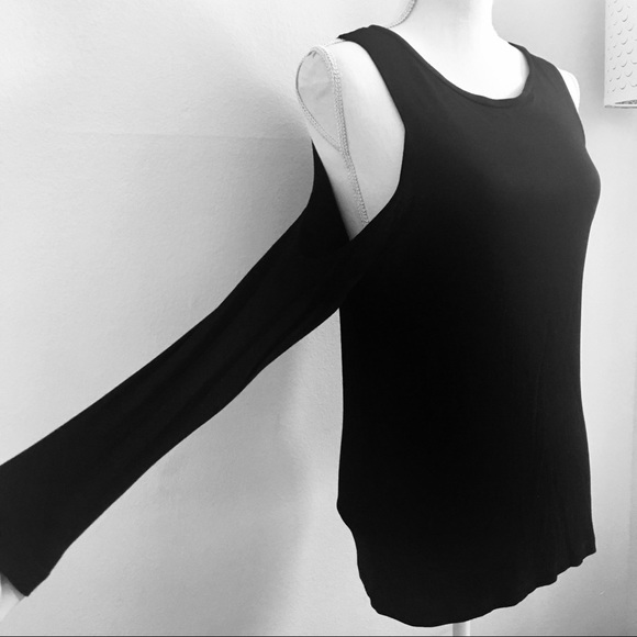 Zara Tops - *ZARA* Black Long Sleeve Top w/ Shoulder Cut-Outs